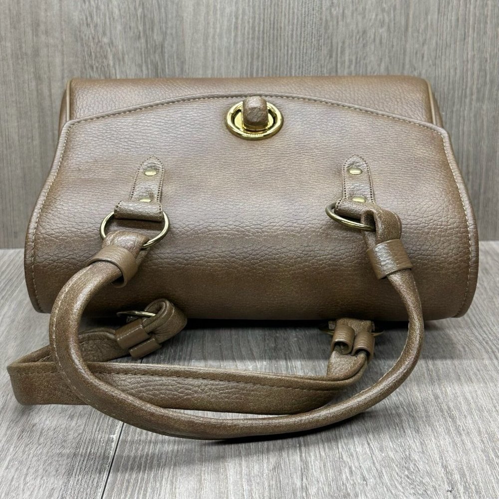 Vintage Jaclyn USA Shoulder Bag Womens Stand Alone Turn Lock Gold Plated Brown - Picture 3 of 11